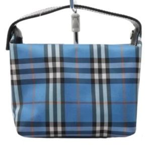 Burberry Blue and Black Plaid Hobo Bag